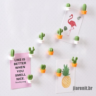 JiaRenit imanes de nevera lindo Mini suculenta planta florero imán Cactus refrigerador mensaje (1)