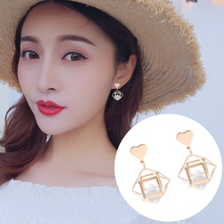Korean-style geometric clear acrylic three-dimensional earrings women's irregular metal sheet earrings Korean-style fash