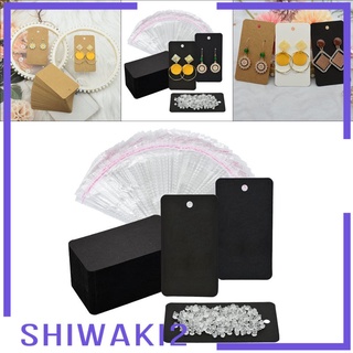 [SHIWAKI2] Paquete de 300 100 bolsas de autosellado, 100 tarjetas de cartón, 100 pendientes, para embalaje de joyas, bricolaje, orejas