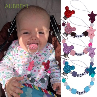 Aubrey1 chupete portátil de silicona chupete Clip cadena chupete ratón titular personalizado 7 colores dentición palo de ducha bebé juguete perlas de ganchillo bebé mordedor/Multicolor (1)