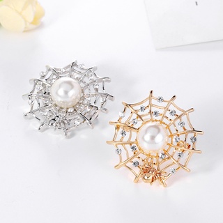 wentians Brooch Pin Faux Pearl Decor Collectible Unisex Rhinestone Corsage Brooch Jewelry for Wedding