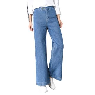 Las mujeres pantalones de cintura alta Jeans Palazo pantalones vaqueros pantalones largos pantalones CELANA WANITA (6)