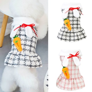 didadia Pet Clothes Plaid Pattern Dress-up Soft Texture Cute Pet Dogs Princess Dress for Autumn