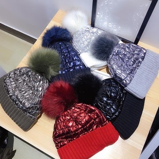 gorro de punto de invierno para mujer, cálido, de gran tamaño, con puño, ganchillo, sombrero de bobble (1)