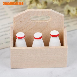 (pequeños Margaritas) miniatura botellas de leche y cesta de leche para 1/12 muñecas casa decoración de cocina (8)
