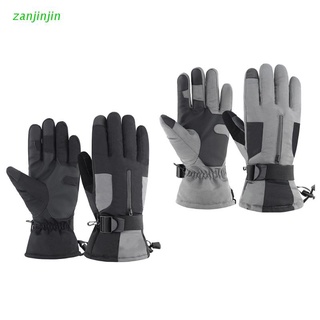zjj - guantes elásticos de dedo completo para esquí con forro de lana, correas de muñeca, pantalla táctil, guantes de equitación para deportes al aire libre