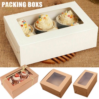 10pcs 2/4/6 agujeros papel Kraft Cupcake caja de embalaje Muffin boda fiesta caso titular caja flash