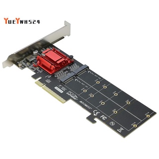 Adaptador dual NVMe PCIe, M.2 NVMe SSD a PCI-E X8/X16 tarjeta compatible con M.2 (llave M) NVMe SSD 22110/2280/2260/2242