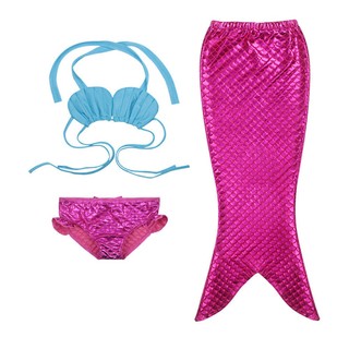 3pcs niña niños sirena cola nadable bikini conjunto traje de baño fancy traje (6)