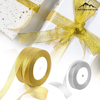 2Pcs 22mx2cm cinta metálica de Organza de navidad DIY decoración de regalo