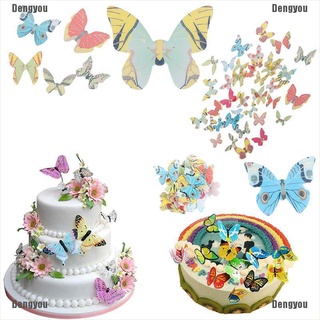 <dengyou> 42 piezas de obleas de mariposa mixtas de papel de arroz para tartas, cupcakes