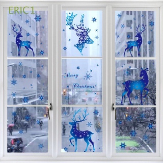 eric1 azul alce ventana cristal pegatinas electrostáticas pegatinas de pared decoraciones navideñas año nuevo invierno copo de nieve decoración del hogar ventana pegatina para habitaciones fiesta de navidad suministros