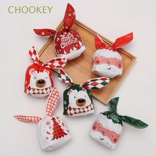 chookey 10pcs año nuevo galletas bolsas de regalos caja de caramelos bolsa de caramelo de navidad bolsas de conejo oreja larga santa claus decoración del hogar plástico feliz navidad