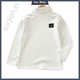 bebé cuello alto fondo camisa ropa de manga larga t-shirt niños camisa [surjion]