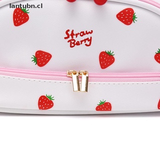 (new**) Large Capacity Cherry Pencil Case Double-Layer Portable Strawberry PU Pencil Bag lantubn.cl
