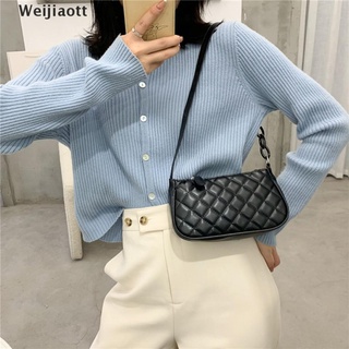 [Wei] Retro Baguette bolso mujer PU bolso de hombro cadenas de Color sólido axila bolsa de señora bolso (4)