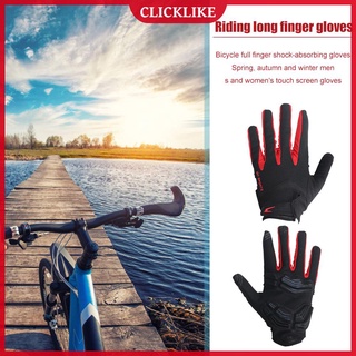 (clicklike) guantes de ciclismo deporte antideslizante pantalla táctil bicicleta dedo completo guantes de bicicleta