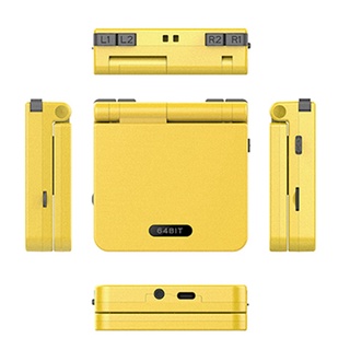 powkiddy v90 portátil de 3 pulgadas ips pantalla flip 3d consola de juegos dual sistema abierto 15 simuladores 16g ps1 niños regalo amarillo (7)