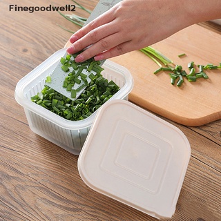 Finegoodwell2-Caja De Almacenamiento Para Refrigerador De Cocina , Drenaje De Verduras , Sellado , Doble Capa , Redondo , 500 Ml