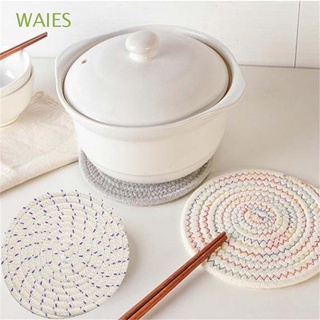 WAIES Round Cup Mat Kitchen Bowl Pad Coaster Heat-Resistant Cotton Knitting Woven Coffee Cup Table Mat Thread Placemat