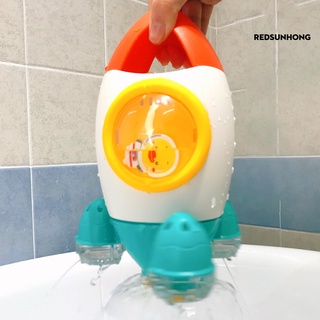 redsunhong bebé forma de cohete piscina giratoria spray de agua niños niñas baño juguete