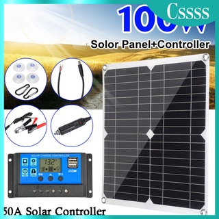 [Cssss] Kit de Panel Solar de 100 vatios monocristalino apagado sistema para casas RV barco + 18V/5V controlador de carga Solar + Solar