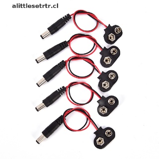 [alittlesetrtr] 5pcs t tipo 9v dc cable de alimentación de batería barril conector jack para arduino nuevo [cl]