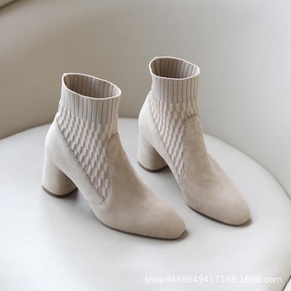 2021 nuevo estilo calcetines botas de tacón grueso moda botas cortas mujeres botas de tobillo confort Martin botas