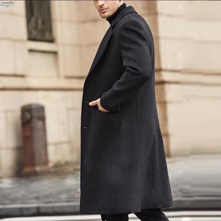 Abrigo de manga larga de los hombres Blazer de invierno de negocios gabardina cortavientos Outwear abrigo largo chamarra de trabajo Formal más el tamaño (7)