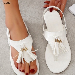 [COD] Women Tassels Slingback Sandals Open Toe Gladiator Bohemia Peep Toe Casual Comfort Flat Shoes HOT