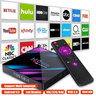 2020 H96 MAX TV BOX Android 9 0/4G/RAM 32/64GB/QuadCore/1080P/4K/LED JRGOING