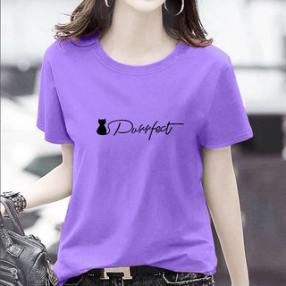 Camiseta de manga corta camiseta suelta de mujer top estampado simple