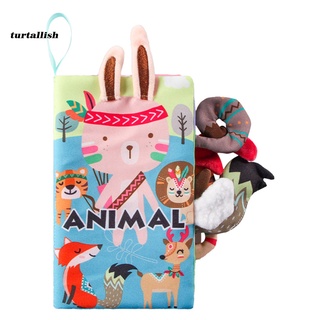 Torreta con anillo de papel de los niños libro de tela de dibujos animados Animal libro de tela cómodo para Kindergarten (8)