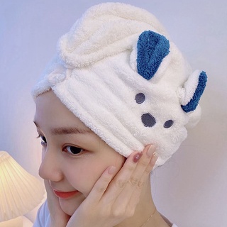 mozell mujeres toalla seca lindo envoltura gorra gorro de ducha conejo oso koala microfibra super absorbente secado rápido baño secador de pelo turbante (4)