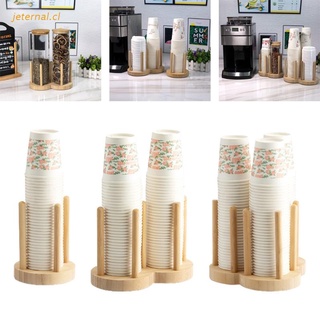 JET Disposable Cup Storage Holder Rack Shelf Water Tea Cups Wood Dispenser with Longer Stick Mug Display Stand Organizer for Bathroom Countertop