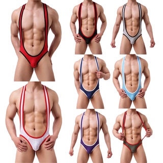 ✡Pb❥Lencería Sexy para hombre, body Split tentación hueco decoración bloque de Color ropa de verano