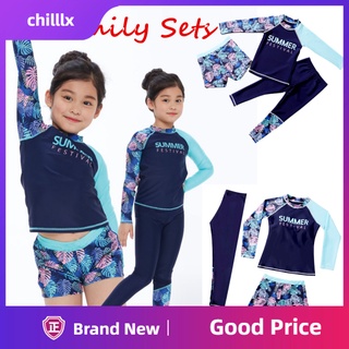 Chilllx niños niños niñas secado rápido protector solar de manga larga trajes de baño pantalones cortos conjunto