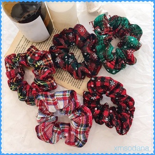 5 Unids / Set Navidad Scrunchies Bobbles Elsticos Bandas Para El Cabello Scrunchy Hair Ropes (3)