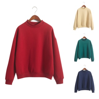 Mujeres primavera suéter cuello redondo jersey manga larga minimalista grueso femenino Tops