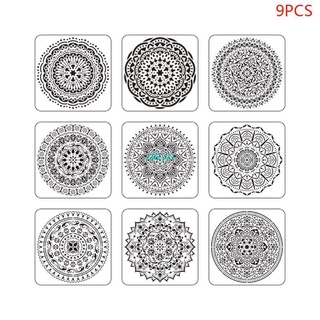 DAY 9pcs/set Mandala Stencil Drawing Template for Tile Floor Painting Board Album