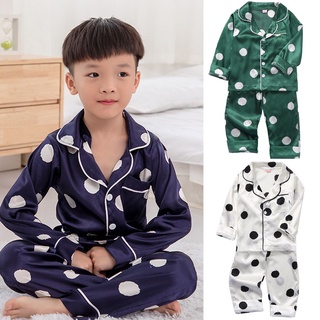 dialand _Toddler Kids Baby Boys manga larga Dot Tops+pantalones pijamas ropa de dormir trajes