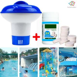 FCD limpieza de piscina flotante con 100pcs purificadoras tabletas piscina dispensador de cloro Kit