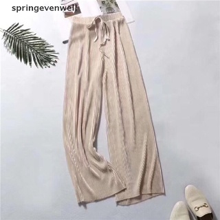 [springevenwell] mujer pantalones de pierna ancha casual elástico de cintura alta suelta pantalones largos plisados pantalones calientes (3)