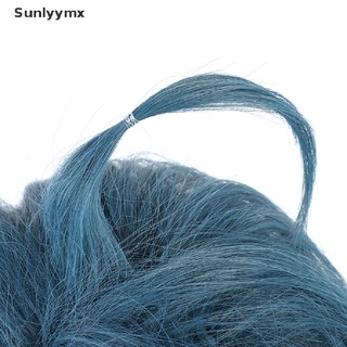 [sul] aniem genshin impact xiao 40 cm verde mixto cosplay peluca trenzada pelo sintético ymx (5)