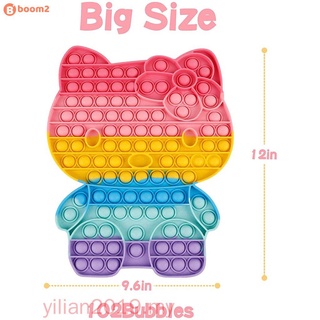 ❤Lindo Pop It juguete de gran tamaño Hello Kitty gato para niña niños niños adolescentes arco iris Jumbo Super Big Popit burbuja Push Pop It juego sensorial Fidget juguete regalos 6sdp