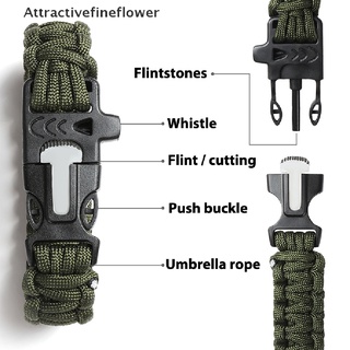 [aff] pulsera multifuncional al aire libre para hombre, diseño de brújula, silbato, cuerda paracaídas, atractivefineflower