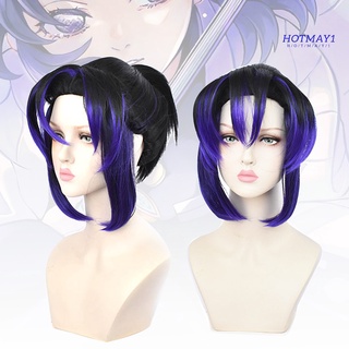 hotmay mujeres anime demon slayer peluca larga gradiente azul pelo sintético cosplay fiesta props