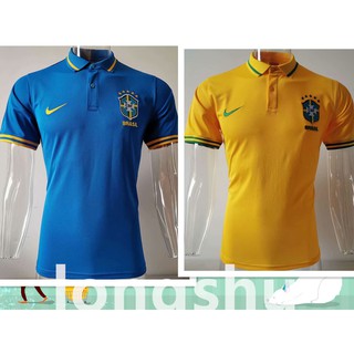 Camisa Polo 2020 2021 Brasil amarilla fútbol Azul