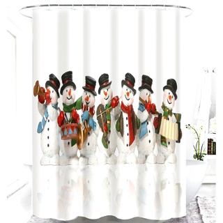 navidad muñeco de nieve impreso cortinas de ducha productos de baño decoración de baño con ganchos impermeables