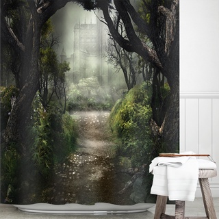 forest path - cortinas de ducha impresas con ganchos impermeables